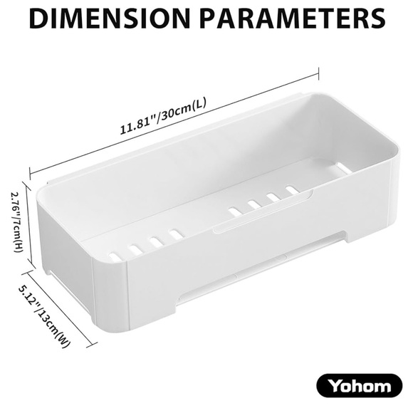 BNIB Adhesive Shower Caddy Shelf Bathroom Wall Holder Storage Organizer White - Picture 7 of 8